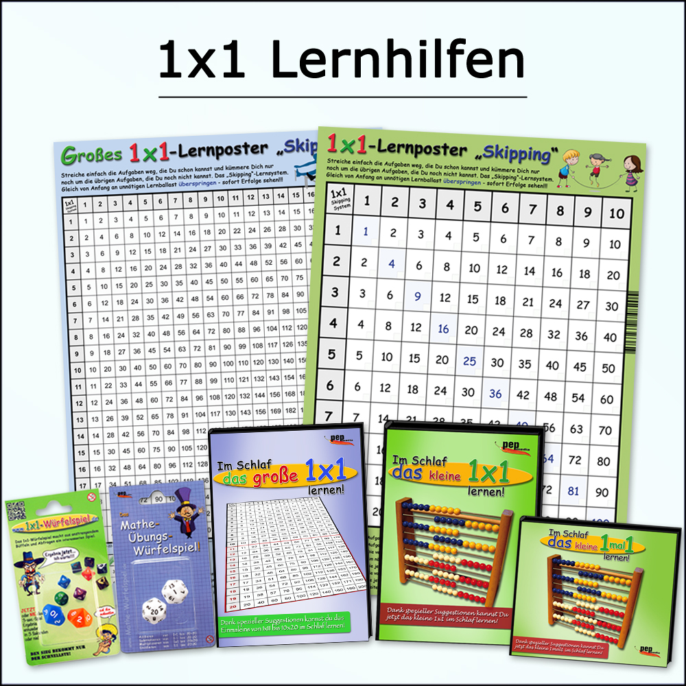 Einmaleins-Lernhilfen - CDs - Lernposter - Lernwürfelspiele